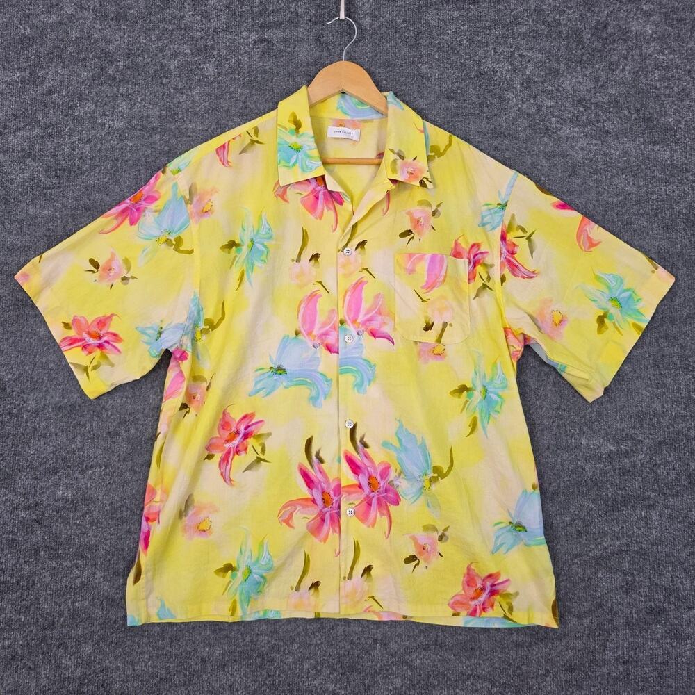 John Elliott Shirt Mens 2XL Camp Hawaiian Floral Button Up in Twisted Sun Casual